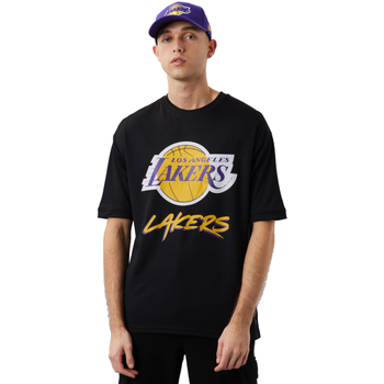 Textiel Heren T-shirts korte mouwen New-Era NBA Los Angeles Lakers Script Mesh Tee Zwart