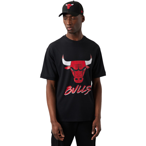 Textiel Heren T-shirts korte mouwen New-Era NBA Chicago Bulls Script Mesh Tee Zwart