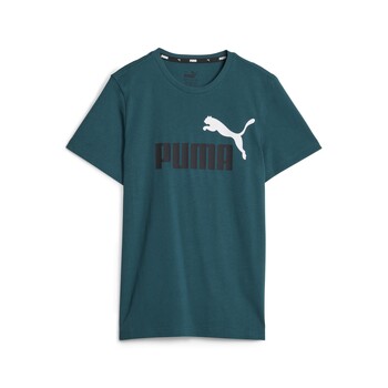 Textiel Jongens T-shirts korte mouwen Puma ESS+ 2 COL LOGO TEE B Groen / Donker