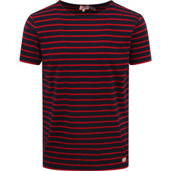 Textiel Heren T-shirts & Polo’s Armor Lux Hoëdic T-Shirt Strepen Navy Rood Blauw