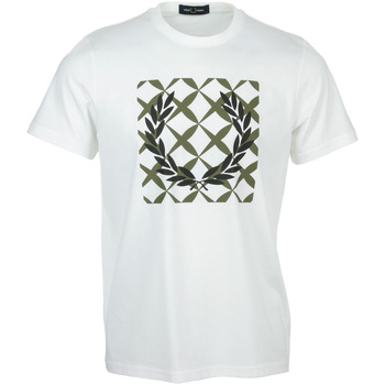 Fred Perry Cross Stitch Printed T-Shirt Wit