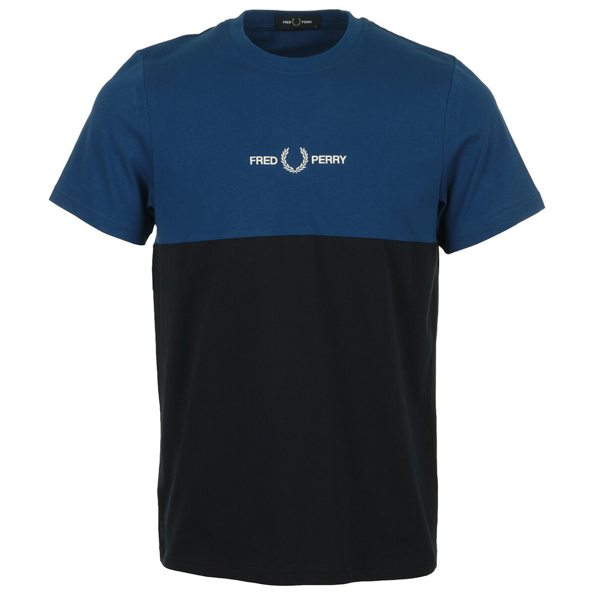 Textiel Heren T-shirts korte mouwen Fred Perry Branded Colour Block T-Shirt Blauw