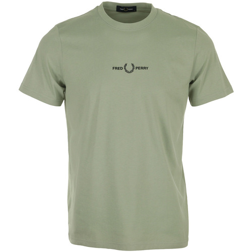 Textiel Heren T-shirts korte mouwen Fred Perry Embroidered T-Shirt Groen