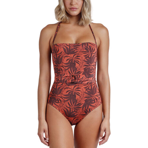 Textiel Dames Badpak Admas Strapless voorgevormd eendelig zwempak Sunset Palm Bruin