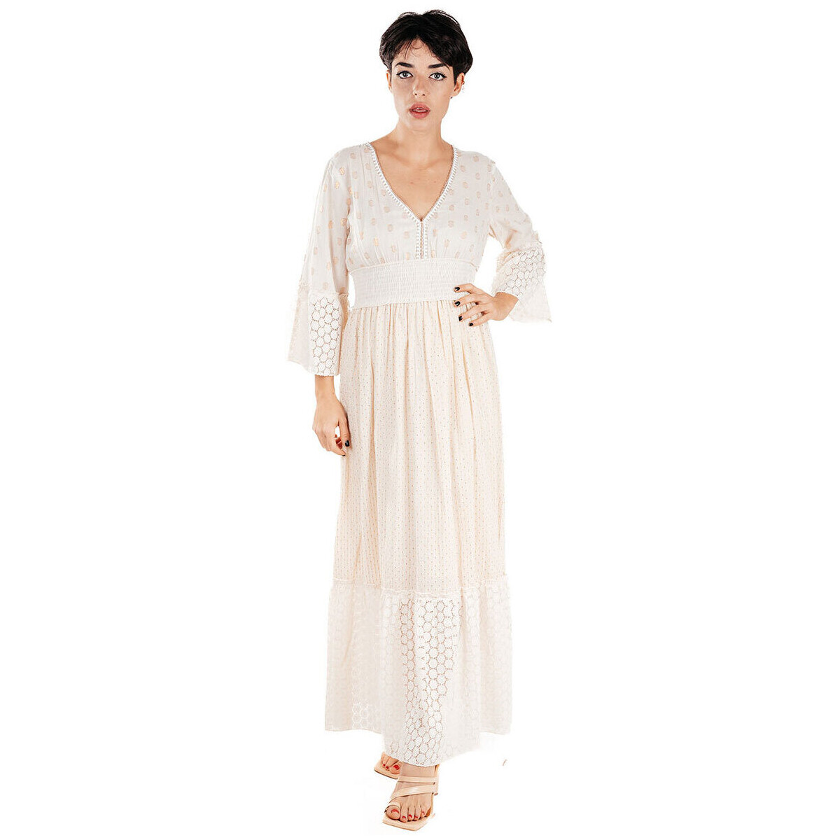 Textiel Dames Lange jurken Isla Bonita By Sigris Lange Midi -Jurk Kaki