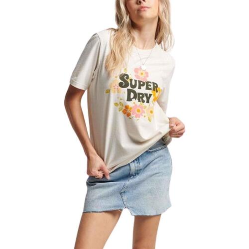 Textiel Dames T-shirts & Polo’s Superdry  Beige