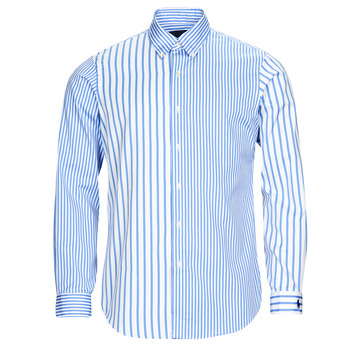 Textiel Heren Overhemden lange mouwen Polo Ralph Lauren CHEMISE AJUSTEE EN POPLINE DE COTON COL BOUTONNE Blauw / Wit