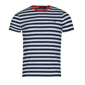 Textiel Heren T-shirts korte mouwen Polo Ralph Lauren T-SHIRT AJUSTE EN COTON MARINIERE Marine / Wit / Rood