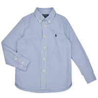 Textiel Jongens Overhemden lange mouwen Polo Ralph Lauren SLIM FIT-TOPS-SHIRT Blauw / Wit