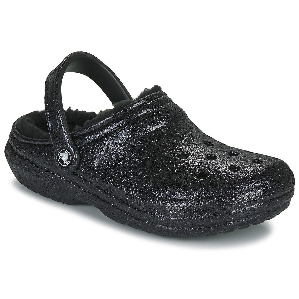 Schoenen Dames Klompen Crocs Classic Glitter Lined Clog Zwart