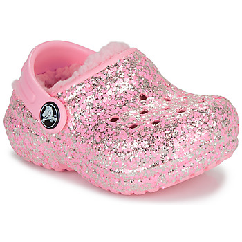 Schoenen Meisjes Klompen Crocs Classic Lined Glitter Clog T Roze