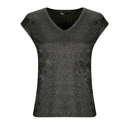 Textiel Dames T-shirts korte mouwen Only ONLSILVERY S/S V NECK LUREX TOP JRS Bruin