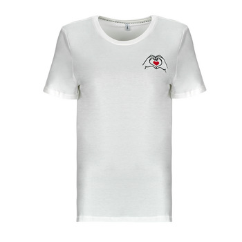 Textiel Dames T-shirts korte mouwen Only ONLSILLE S/S HEART TOP CS JRS Wit