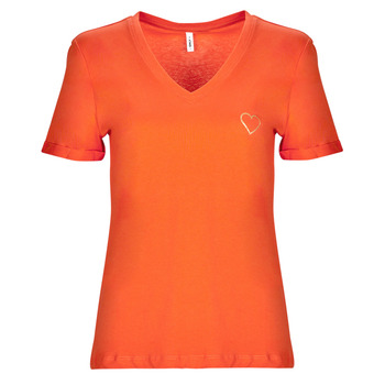 Textiel Dames T-shirts korte mouwen Only ONLKITA S/S V-NECK HEART TOP BOX CS JRS Oranje