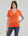 Textiel Dames T-shirts korte mouwen Only ONLKITA S/S V-NECK HEART TOP BOX CS JRS Oranje