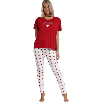 Textiel Dames Pyjama's / nachthemden Admas Pyjama broek t-shirt Dans Mon Coeur Rood
