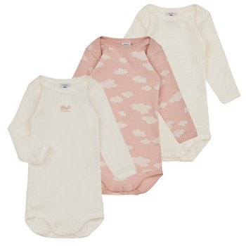 Textiel Meisjes Pyjama's / nachthemden Petit Bateau BODY US ML CLOUDY PACK X3 Roze / Wit