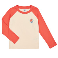 Textiel Jongens T-shirts met lange mouwen Petit Bateau LOCAS Wit / Oranje