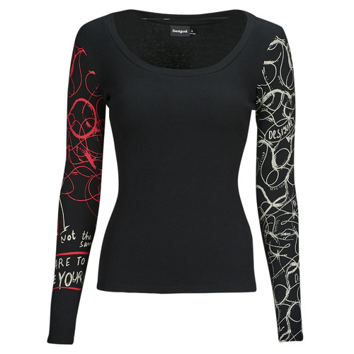 Textiel Dames T-shirts met lange mouwen Desigual HERY Zwart / Wit / Rood