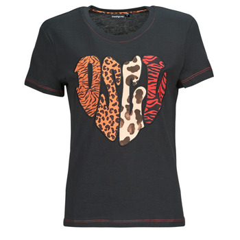 Textiel Dames T-shirts korte mouwen Desigual HEART Zwart / Multicolour
