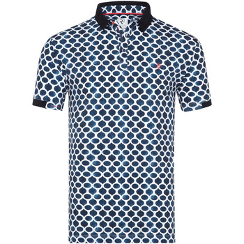 Textiel Heren T-shirts & Polo’s R2 Amsterdam Dobby Knitted Poloshirt Print Blauw Blauw