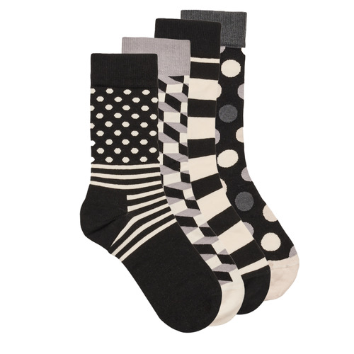 Accessoires High socks Happy socks CLASSIC BLACK Zwart / Wit