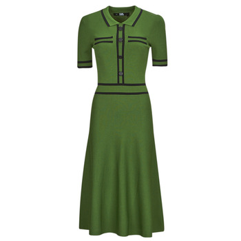 Textiel Dames Lange jurken Karl Lagerfeld S SLV KNIT DRESS Groen / Zwart