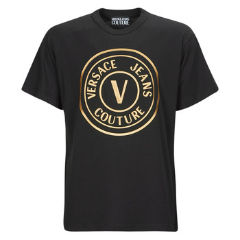 Textiel Heren T-shirts korte mouwen Versace Jeans Couture GAHT05 Zwart / Goud