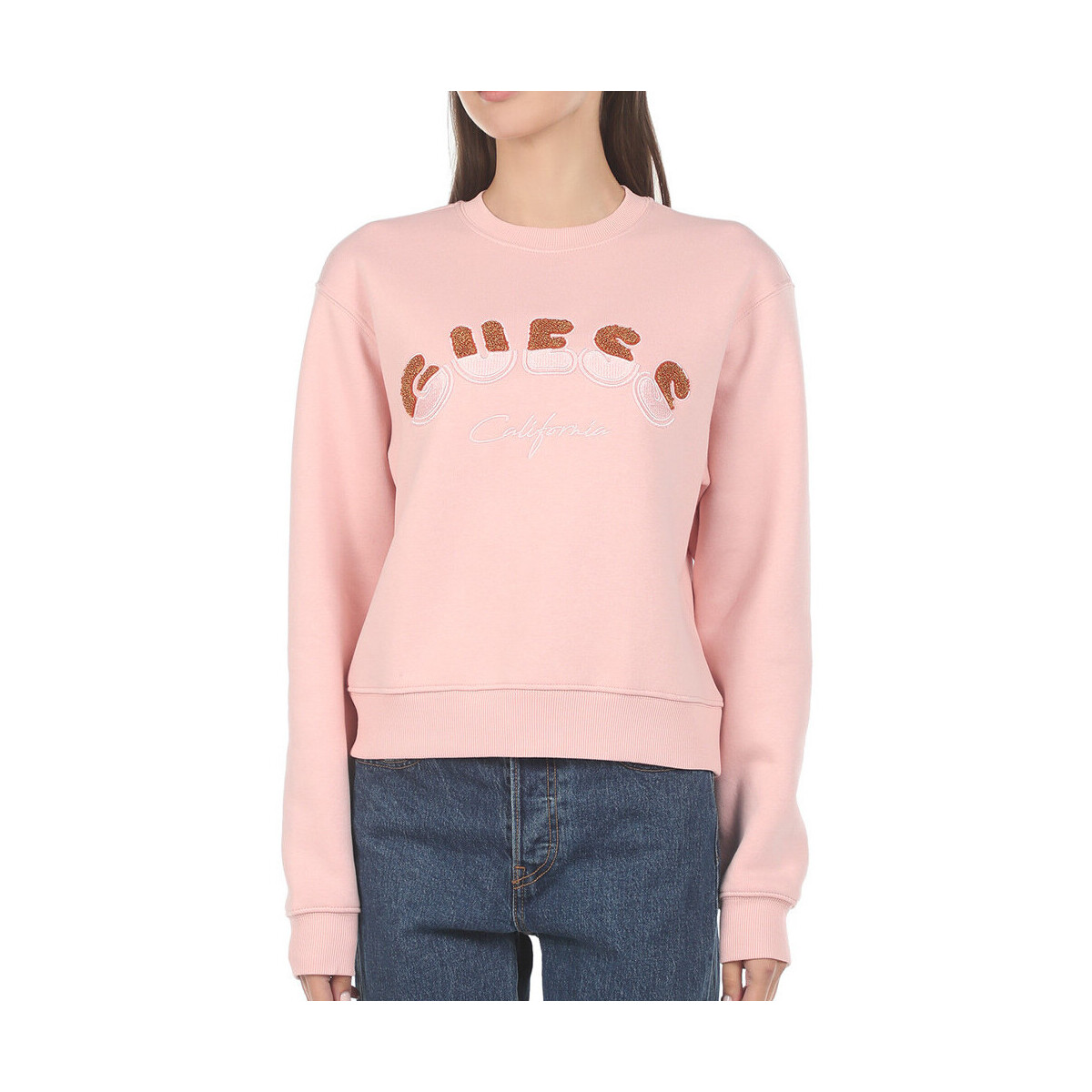 Textiel Dames Sweaters / Sweatshirts Guess  Roze