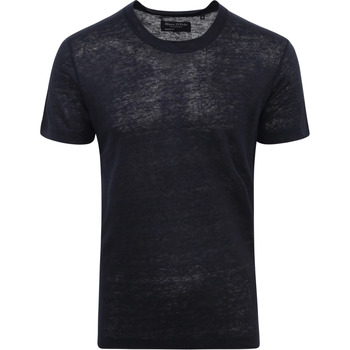 Textiel Heren T-shirts & Polo’s Marc O'Polo T-Shirt Linnen Navy Blauw