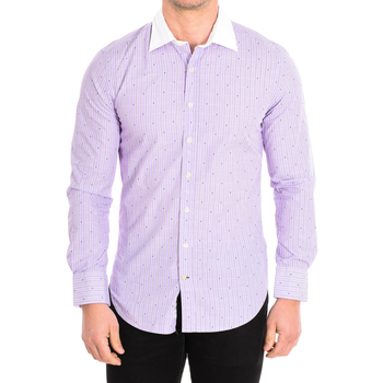 Textiel Heren Overhemden lange mouwen Cafe' Coton BOUSCAULT18-101WHLS Violet