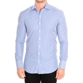 Textiel Heren Overhemden lange mouwen Cafe' Coton ORLANDO4-SLIM-G-55DC Blauw
