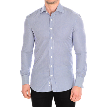 Textiel Heren Overhemden lange mouwen Cafe' Coton THYM5-SLIM-55DCS Blauw