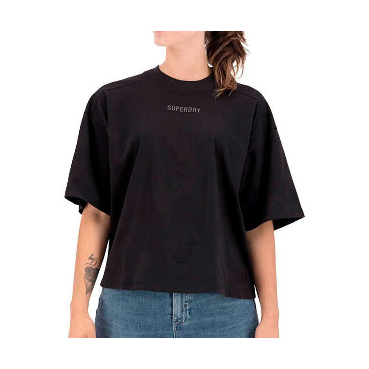 Textiel Dames T-shirts & Polo’s Superdry  Zwart