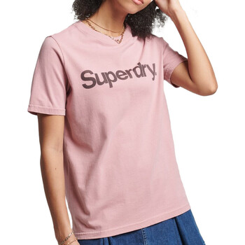 Textiel Dames T-shirts korte mouwen Superdry  Roze