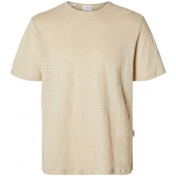 Textiel Heren T-shirts & Polo’s Selected T-Shirt Bet Linen - Oatmeal Beige