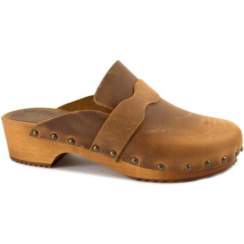 Schoenen Dames Leren slippers Giada GIA-CCC-8408-CU Bruin