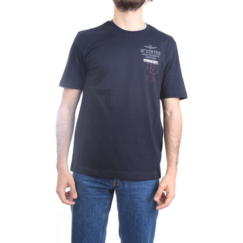 Textiel Heren T-shirts korte mouwen Aeronautica Militare 231TS2089J594 Blauw