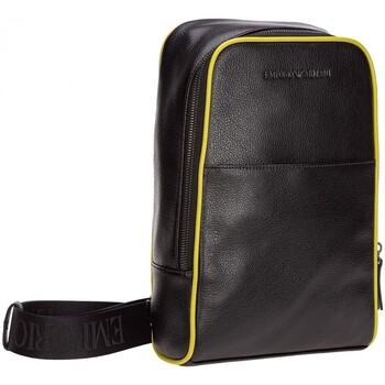 Emporio Armani Leather Messenger Bag Zwart