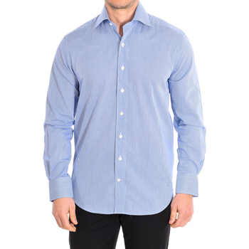 Textiel Heren Overhemden lange mouwen Cafe' Coton MICROVICHY4-33LS Blauw