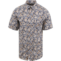 Textiel Heren Overhemden lange mouwen Suitable Short Sleeve Overhemd Linnen Simon Blauw Beige Multicolour