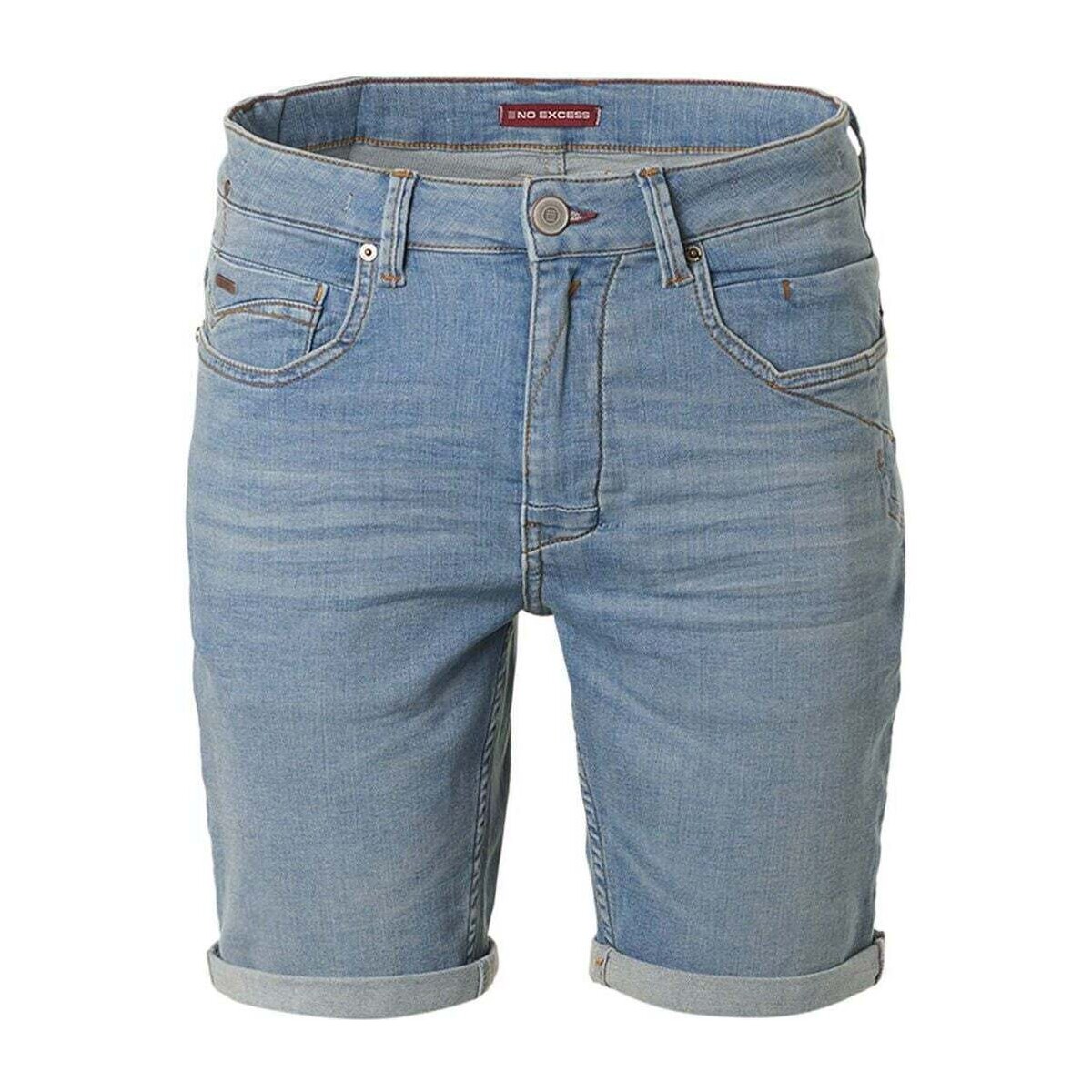 Textiel Heren Broeken / Pantalons No Excess Short Denim Stretch Blauw Blauw