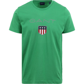 Textiel Heren T-shirts & Polo’s Gant T-shirt Shield Logo Groen Groen
