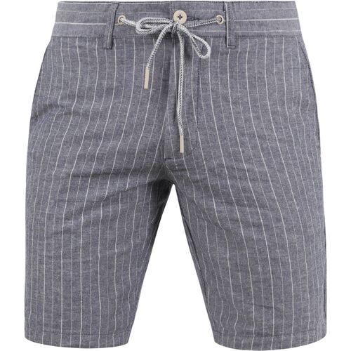 Textiel Heren Broeken / Pantalons Suitable Stani Short Linnen Strepen Blauw Blauw