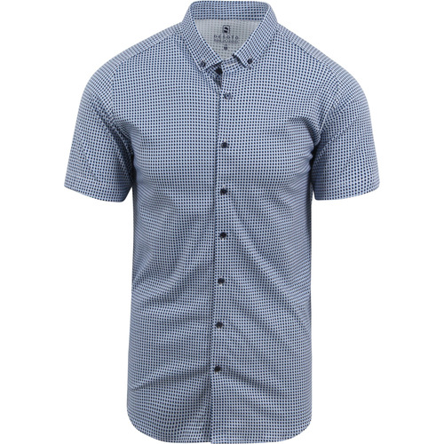 Textiel Heren Overhemden lange mouwen Desoto Short Sleeve Overhemd Print Blauw Blauw