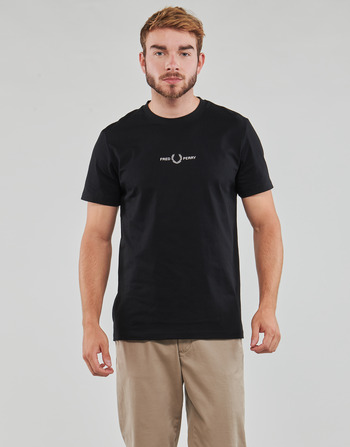 Textiel Heren T-shirts korte mouwen Fred Perry EMBROIDERED T-SHIRT Zwart