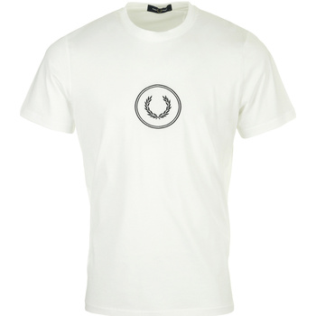 Textiel Heren T-shirts korte mouwen Fred Perry Circle Branding T-Shirt Wit