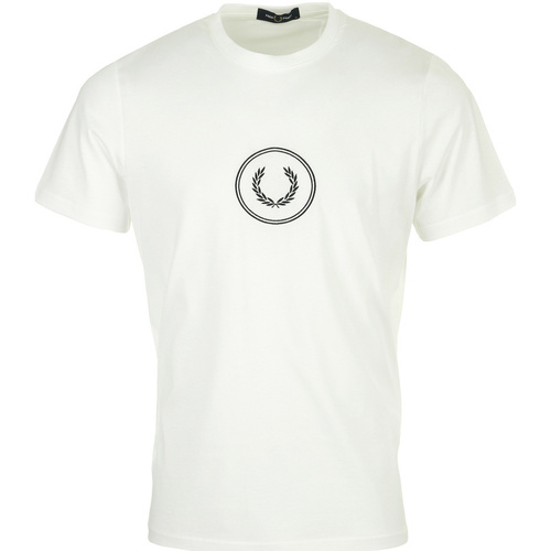 Textiel Heren T-shirts korte mouwen Fred Perry Circle Branding T-Shirt Wit
