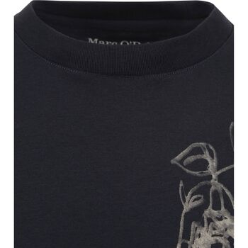 Marc O'Polo T-Shirt Bloem Navy Blauw