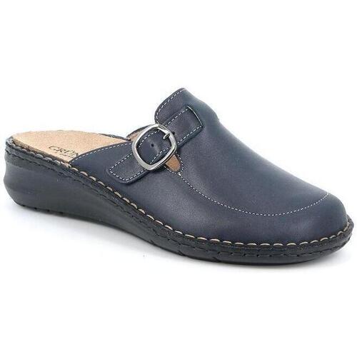 Schoenen Dames Leren slippers Grunland DSG-CE0261 Blauw